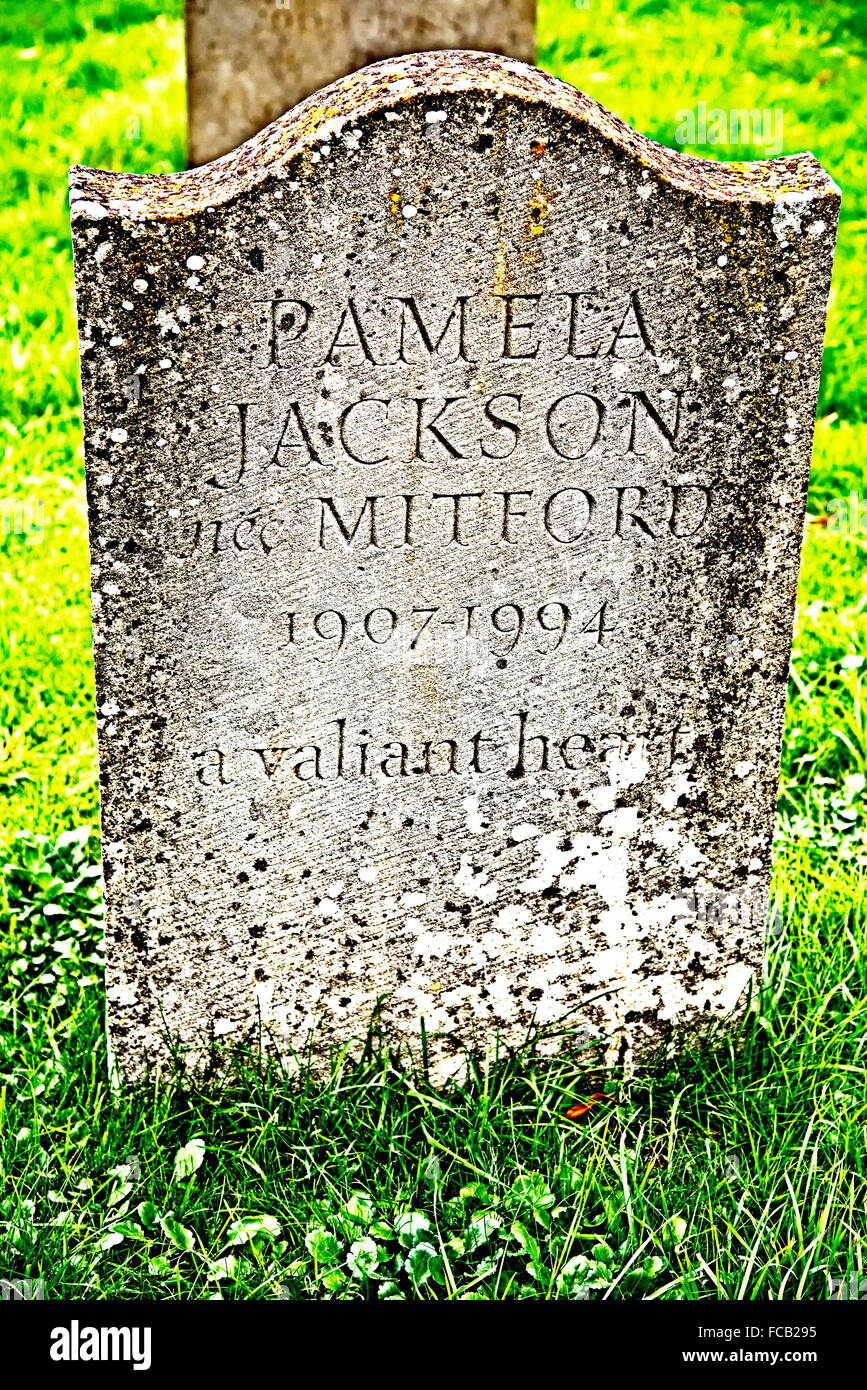 Swinbrook, cemetery: grave of Pamela Jackson-Mitford Stock Photo