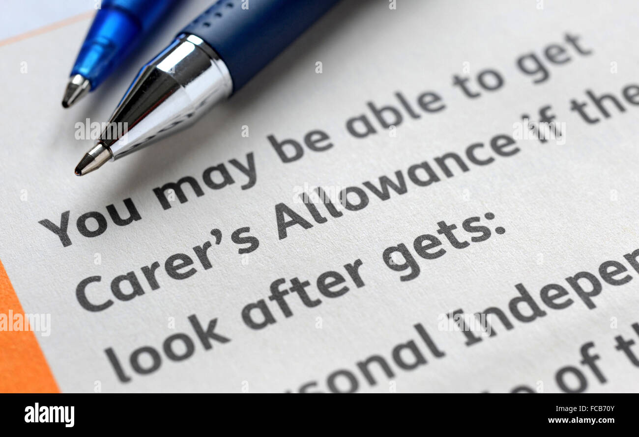 CARERS ALLOWANCE INFORMATION FORM RE THE ELDERLY BENEFITS WELFARE