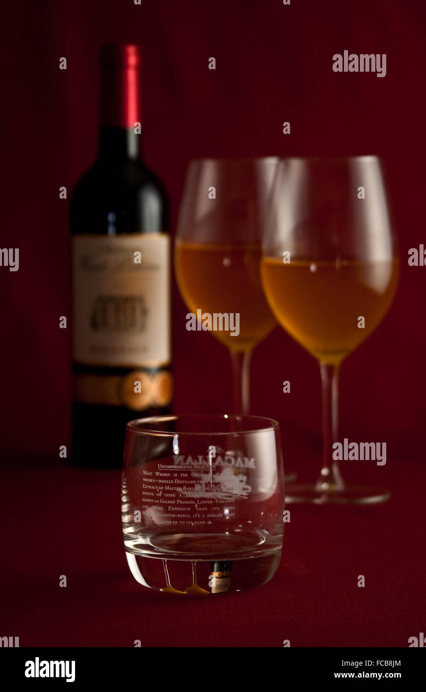 Bottle of French Bordeaux Wine Stock Photo