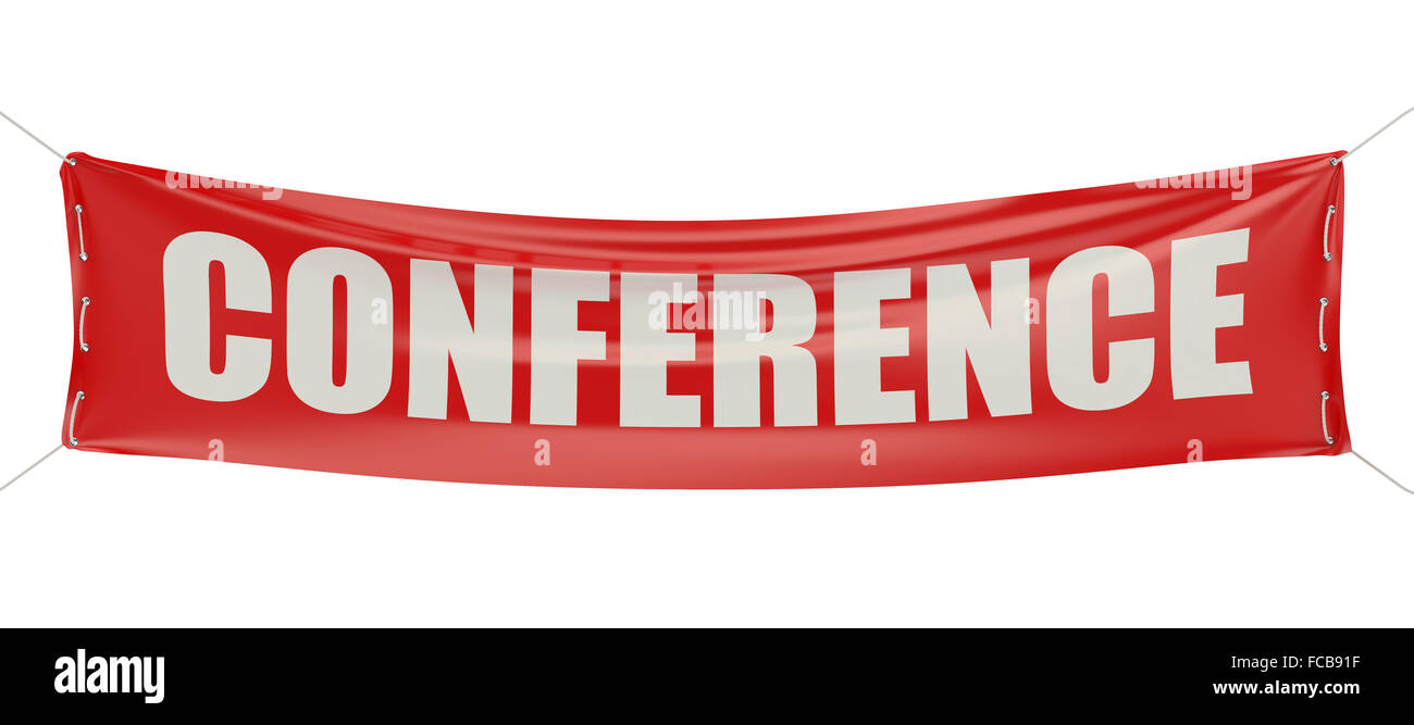 conference concept on the red banner Stock Photo