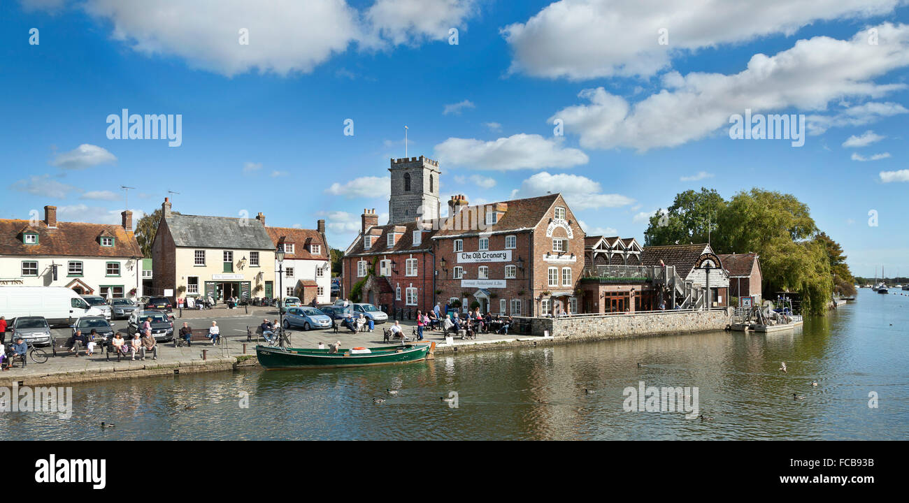 Wareham water front quay view, river Frome, bright sun Stock Photo
