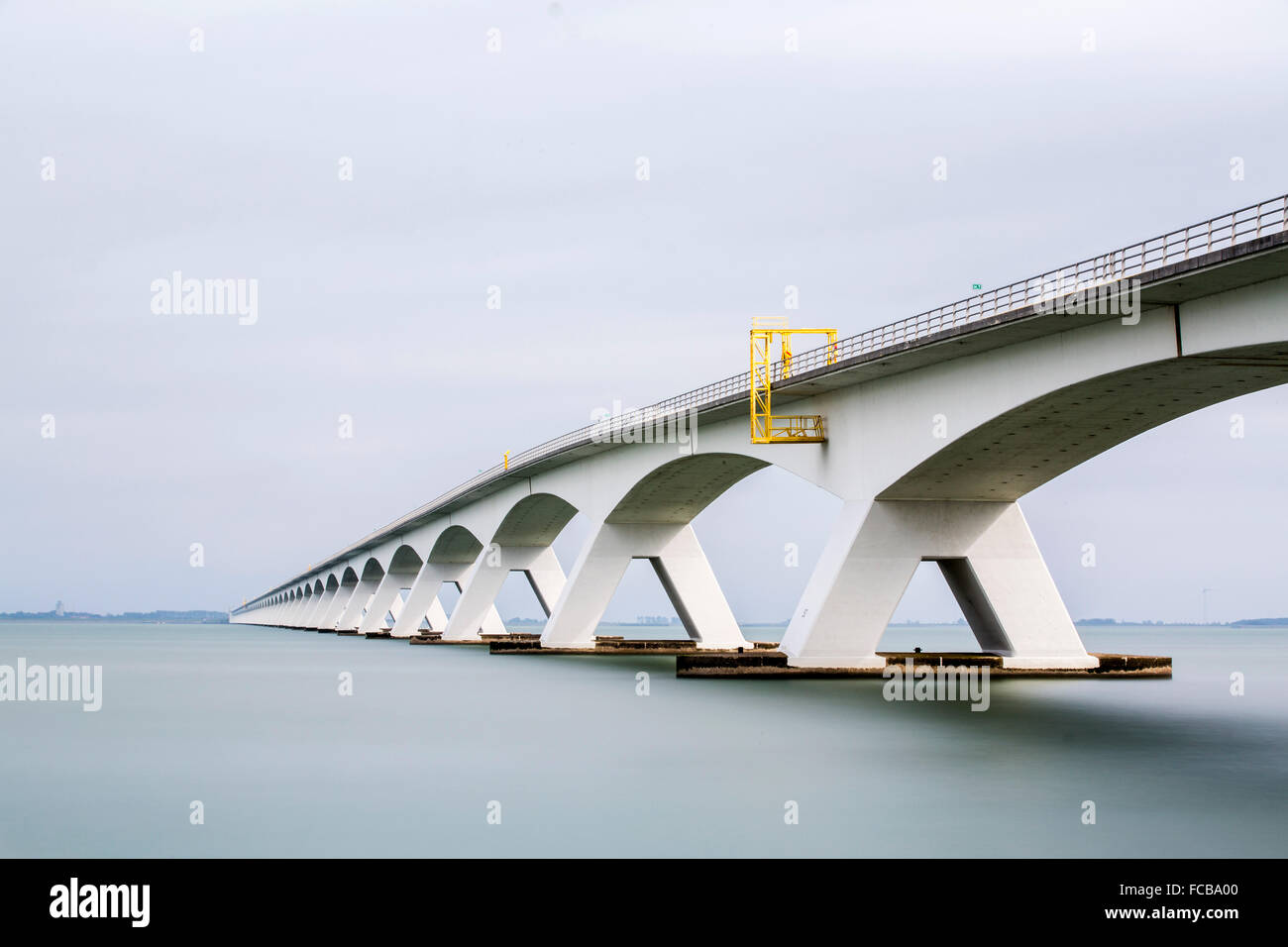 Netherlands, Zierikzee, The Zeeland Bridge. Oosterschelde estuary. Schouwen-Duiveland and Noord-Beveland. Long exposure Stock Photo
