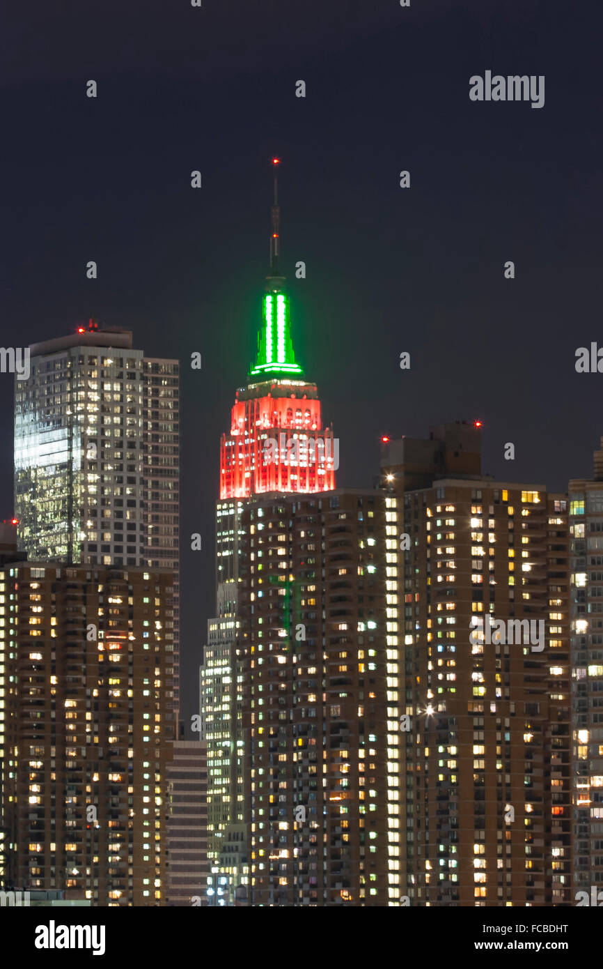 A view of the Empire State Building and residential skyscrapers in ...