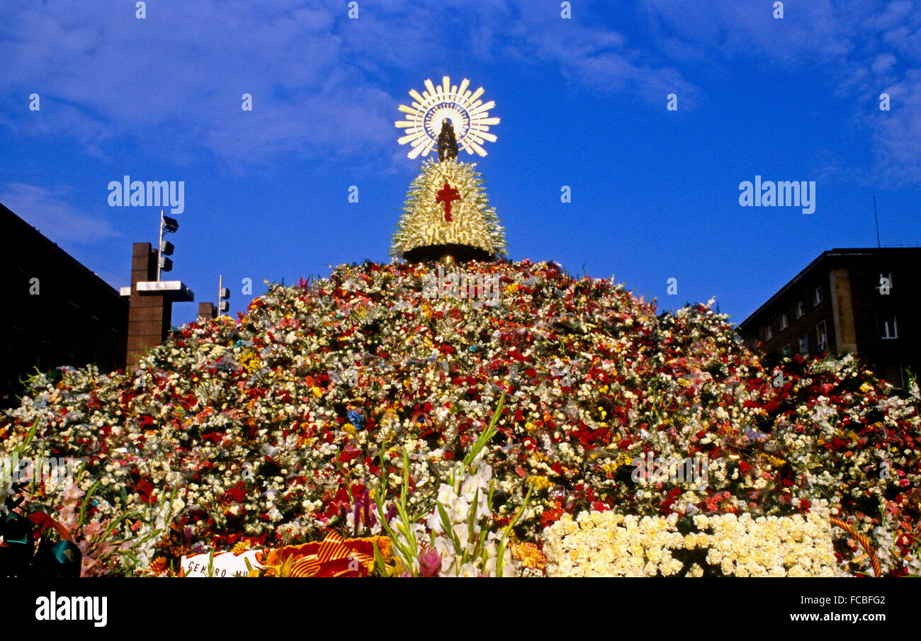 Zaragoza, Aragón, Spain: Pilar square during the celebration of El Pilar. Stock Photo