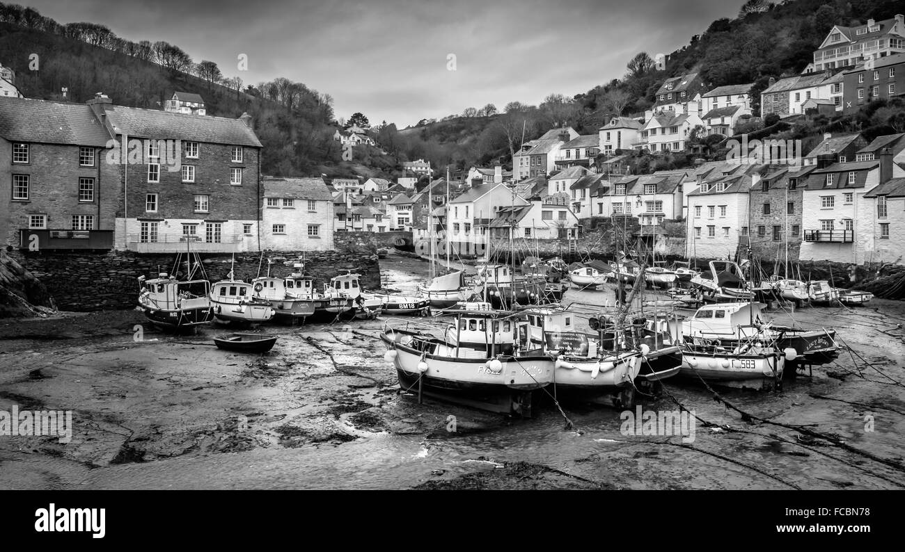 the harbour at polperro,cornwall Stock Photo