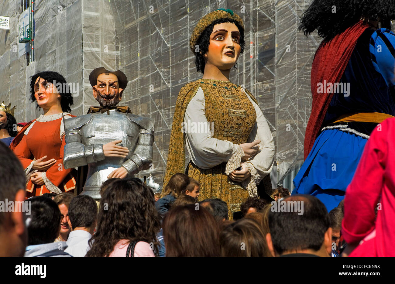 Zaragoza, Aragón, Spain: Giants in Pilar square during the celebration of El Pilar. Stock Photo