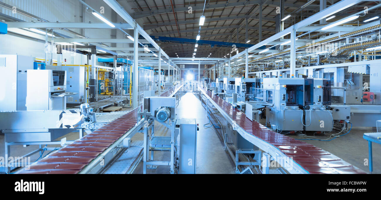 Conveyor belts and machinery in factory Stock Photo