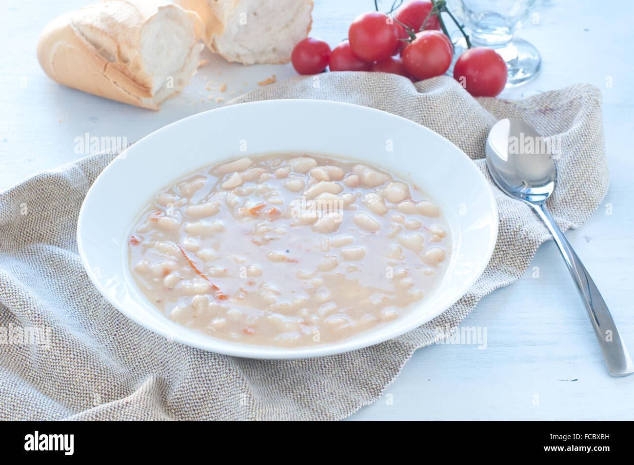 Borlotti bean soup with tomato and olive oil.italy Stock Photo Alamy