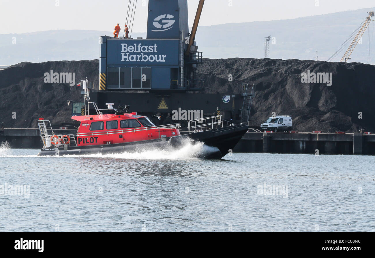 Pilot boat at the Port of Belfast, Belfast Lough, Northern Ireland. Stock Photo