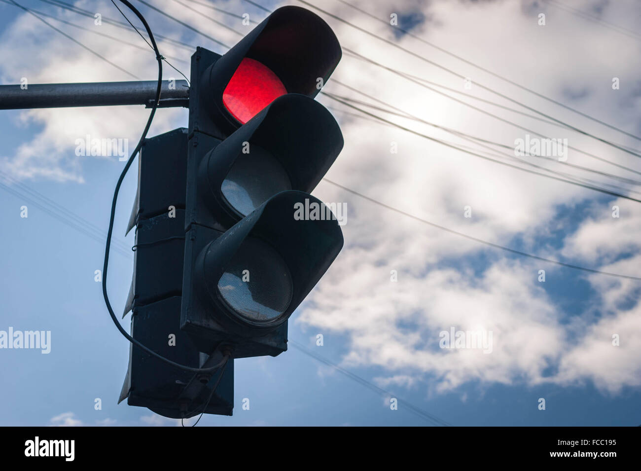 Traffic Light On Red Stock Photo Alamy