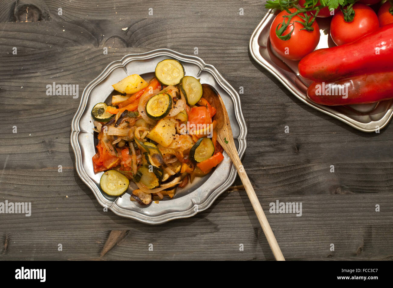 Turlu, typical dish of Turkish cuisine based on vegetables, turkey Stock Photo
