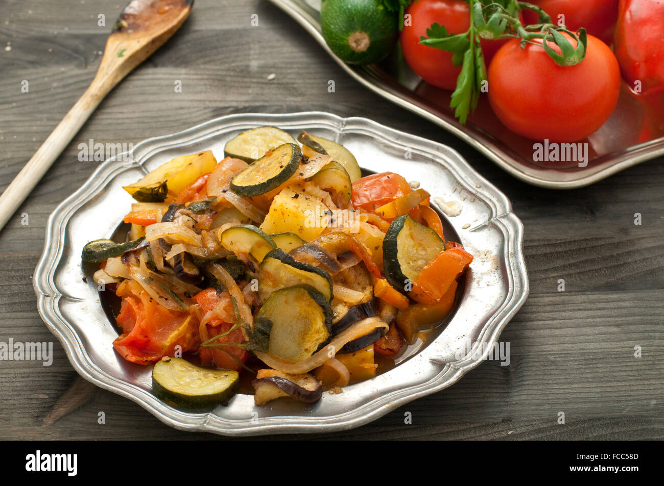 Turlu, typical dish of Turkish cuisine based on vegetables, turkey Stock Photo