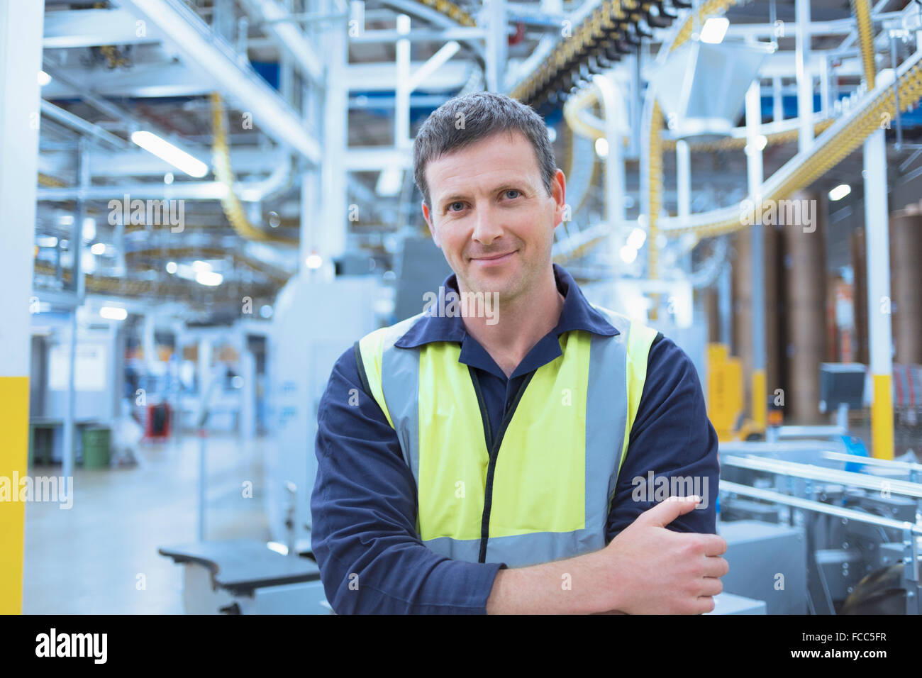 Portrait confident worker in factor Stock Photo