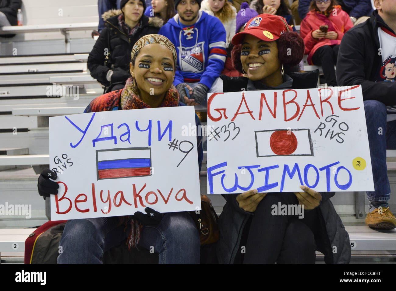 Brooklyn, New York, USA. 17th Jan, 2016. New York Riveters fans NWHL : NWHL (National Women's Hockey League) game between Buffalo Beauts 6-5 New York Riveters at Aviator Sports and Events Center in Brooklyn, New York, United States . © Hiroaki Yamaguchi/AFLO/Alamy Live News Stock Photo