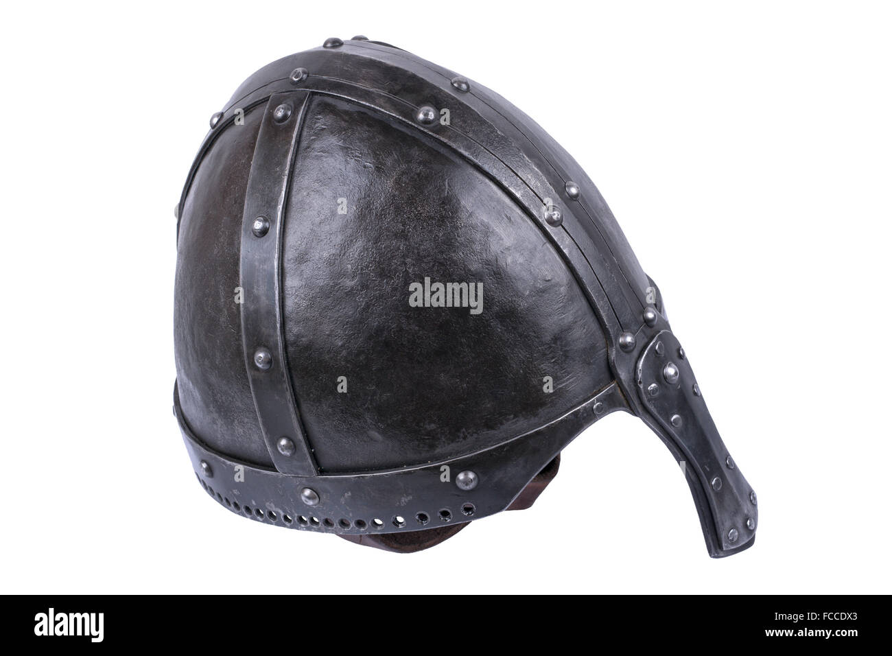Heavy duty conical norman helmet isolated on a white background Stock Photo