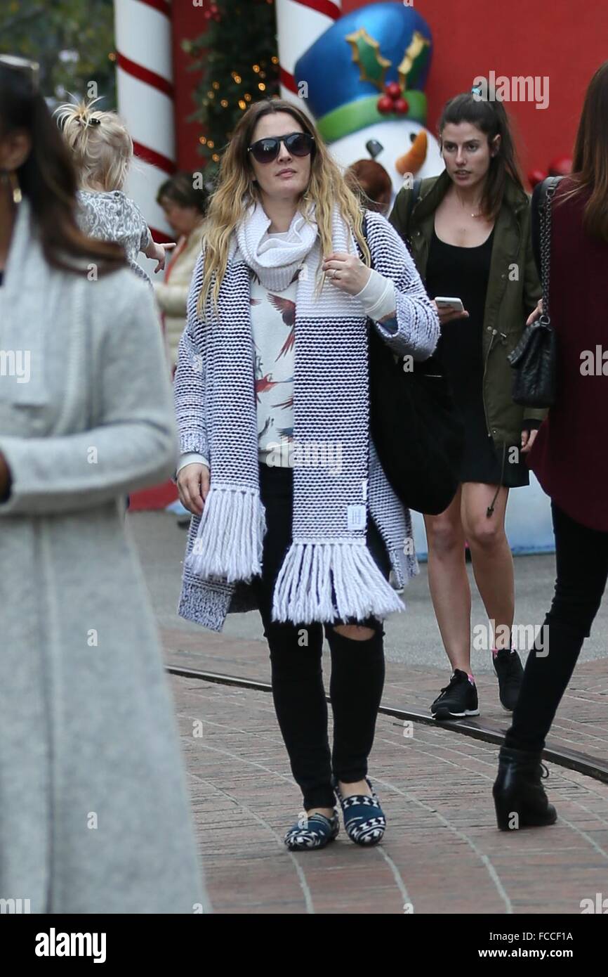 Drew Barrymore and family xmas shopping at The Grove Featuring: Drew