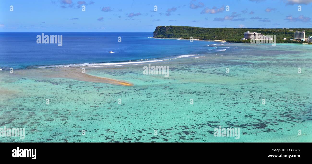 Tropical Tumon Bay in the south Pacific island of Guam, famous for its snorkeling. Stock Photo