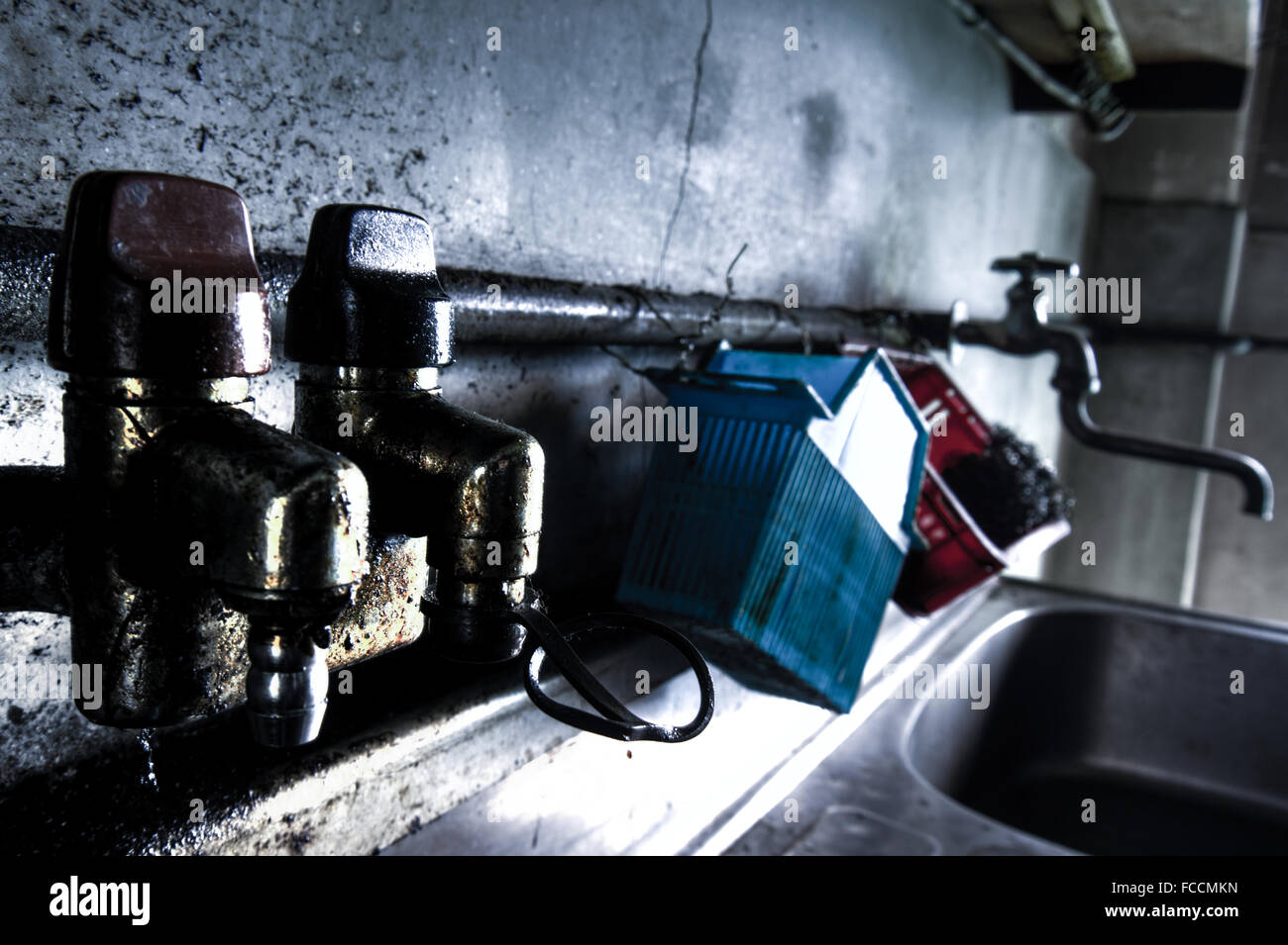 Japan, CloseUp Of Sink Taps And Pipes Stock Photo Alamy