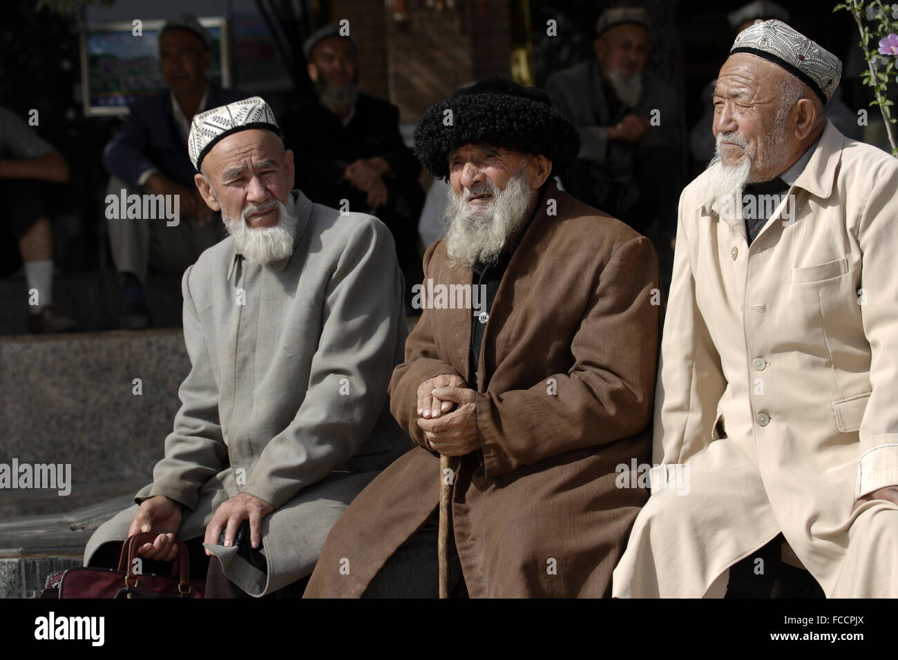 Old Uyghur Men In Kashgar Old Town Xinjiang Province China Stock