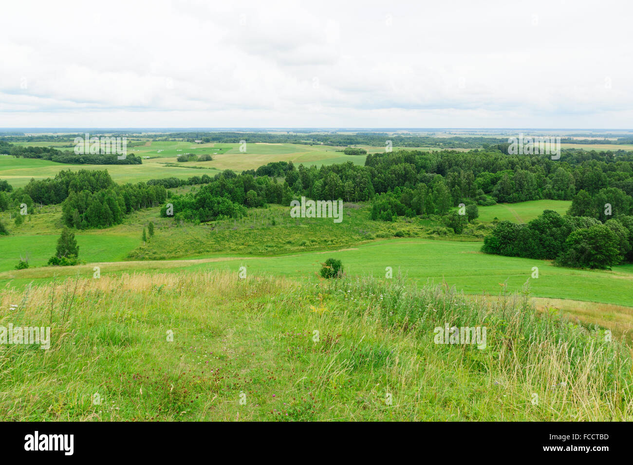 view from the hill overgrown with a grass on open spaces Stock Photo
