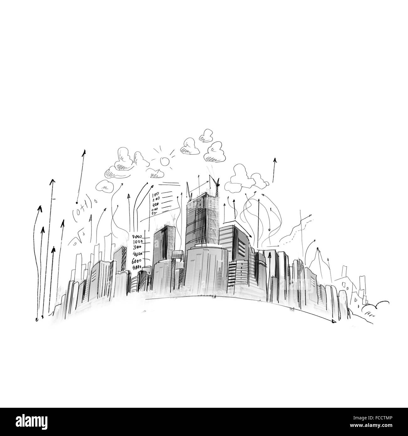 Background image with model sketch of modern city Stock Photo - Alamy