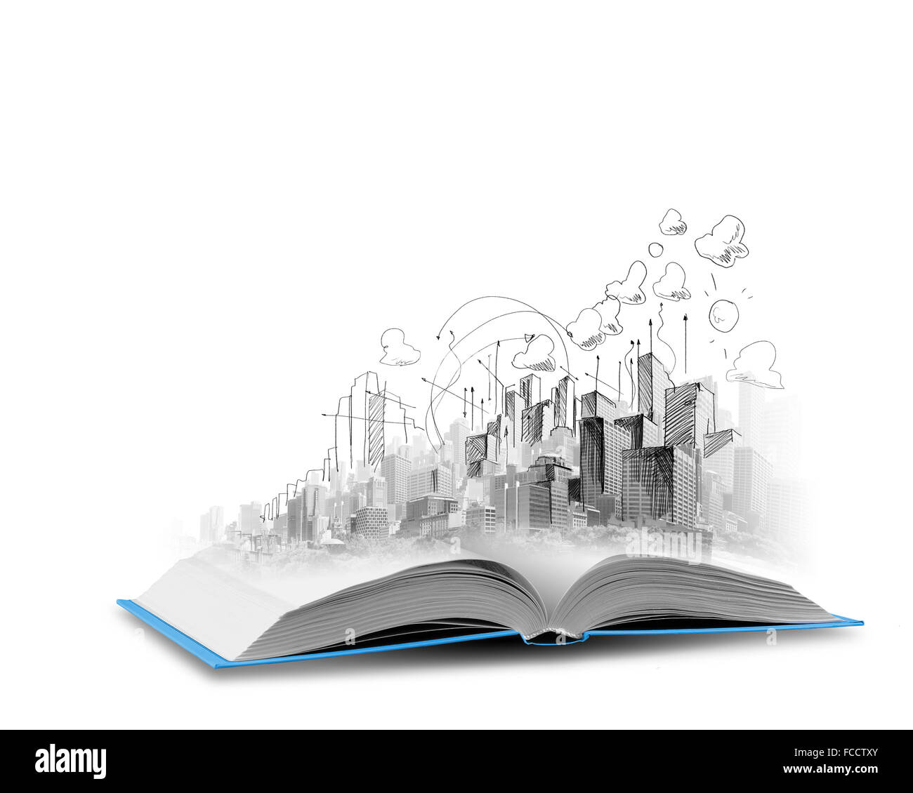 Background image with model sketch of modern city Stock Photo