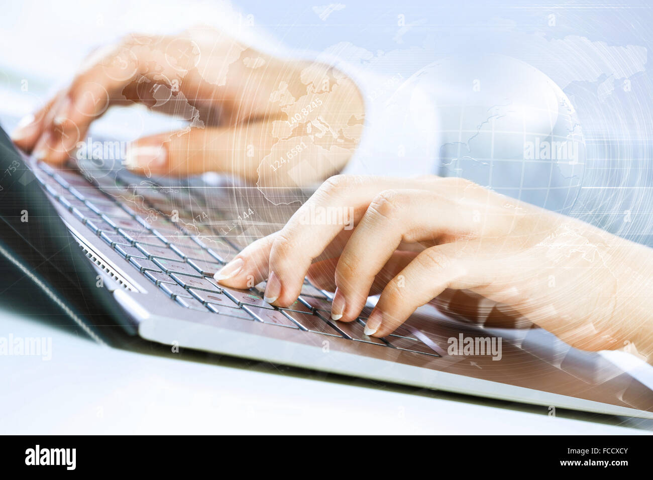 Close up image of businesswoman hands typing on keyboard Stock Photo ...