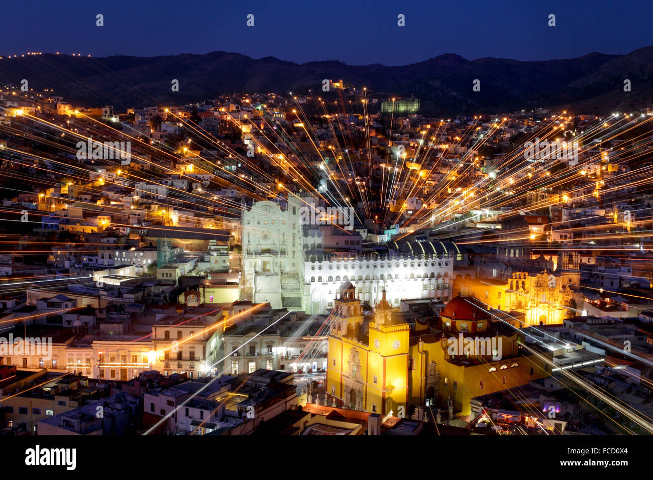 University and cathedral of colonial Guanajuato, Mexico. Stock Photo