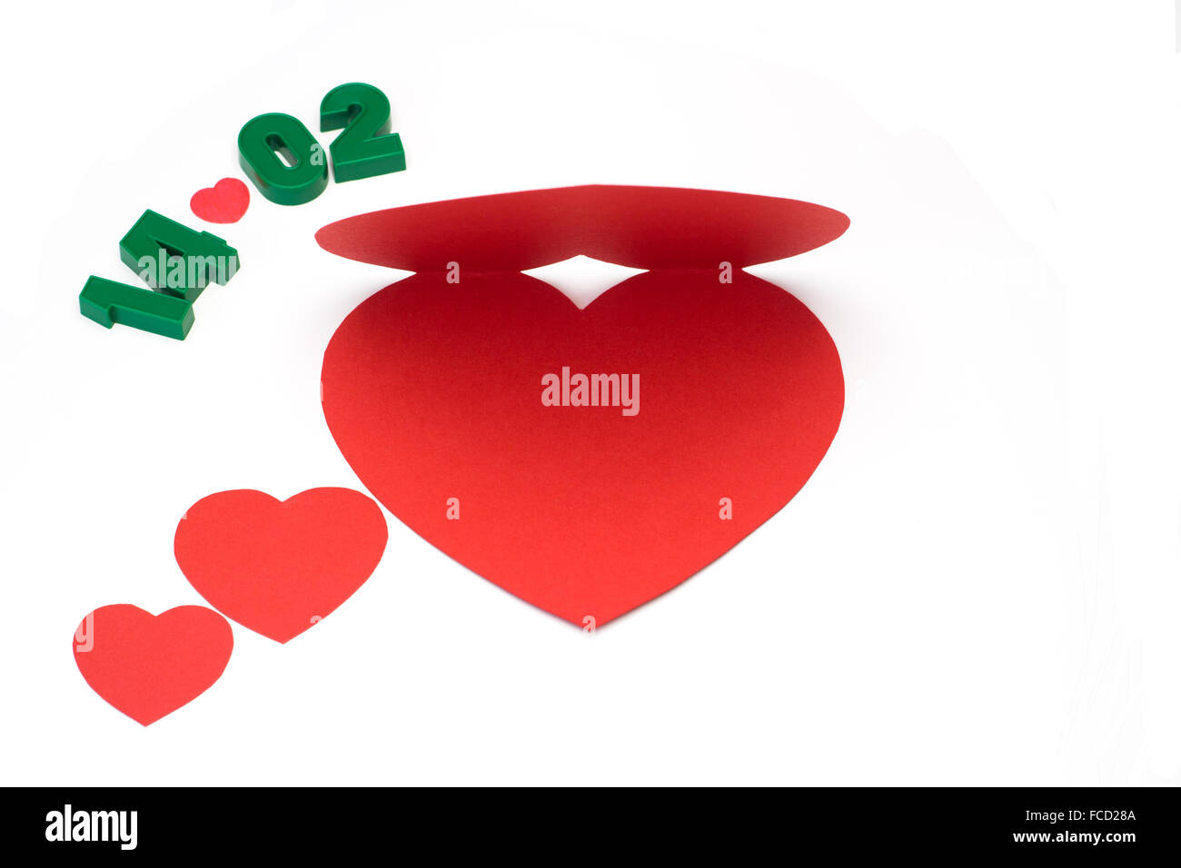 Red paper heart card Valentines day Stock Photo - Alamy