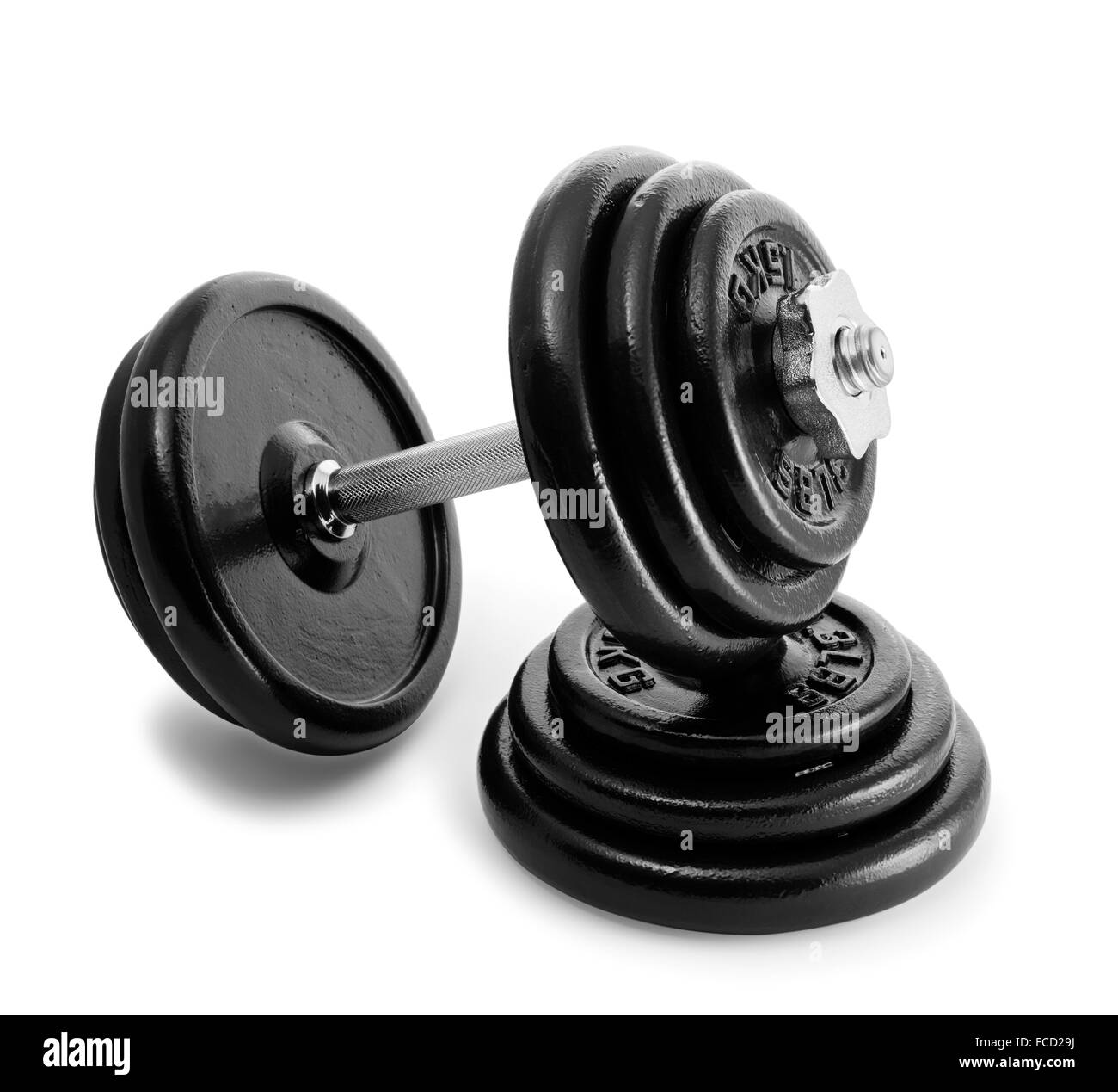 Dumbbell with extra weights Stock Photo Alamy