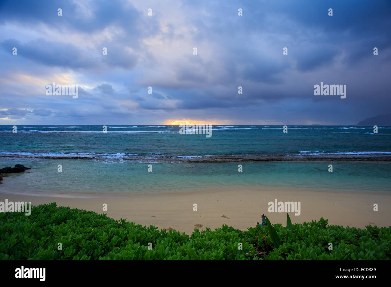 Dramatic sunrise and clouds over the Pacific Ocean off the coast of ...