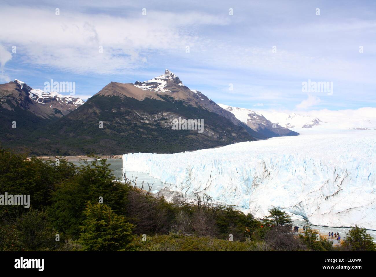 Spectacular Glacial Scenery Seen From Above Coniferous Trees Stock Photo