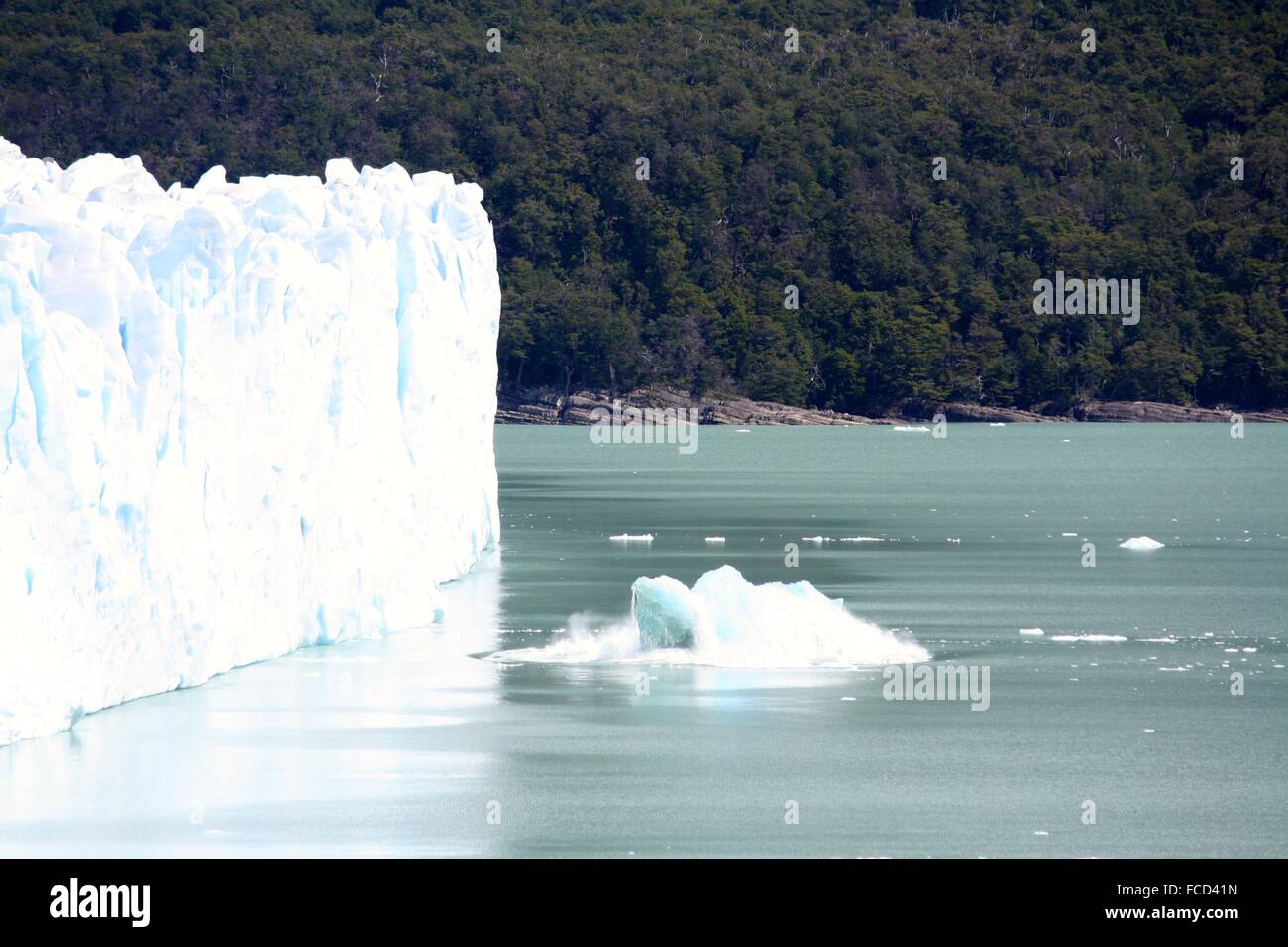Snow Fallen From Glaciers Floating On The Sea Stock Photo