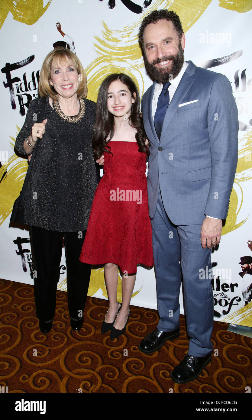 Opening night party for Fiddler On the Roof held at Gotham Hall - Arrivals.  Featuring: Alix Korey, Hayley Feinstein, Adam Dannheisser Where: New York City, New York, United States When: 21 Dec 2015 Stock Photo
