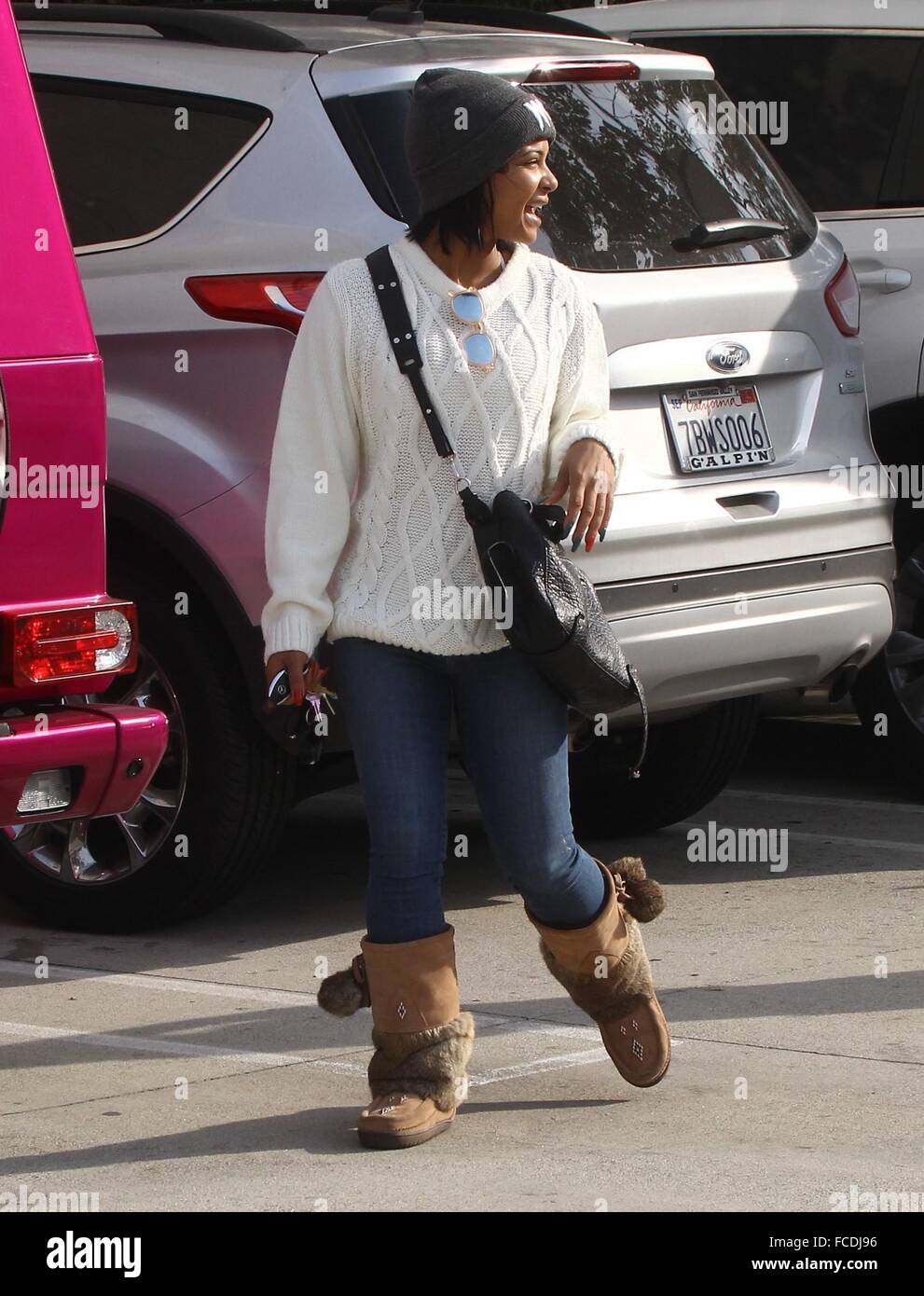 Christina Milian, wearing no makeup, goes shopping at Naimie's Beauty