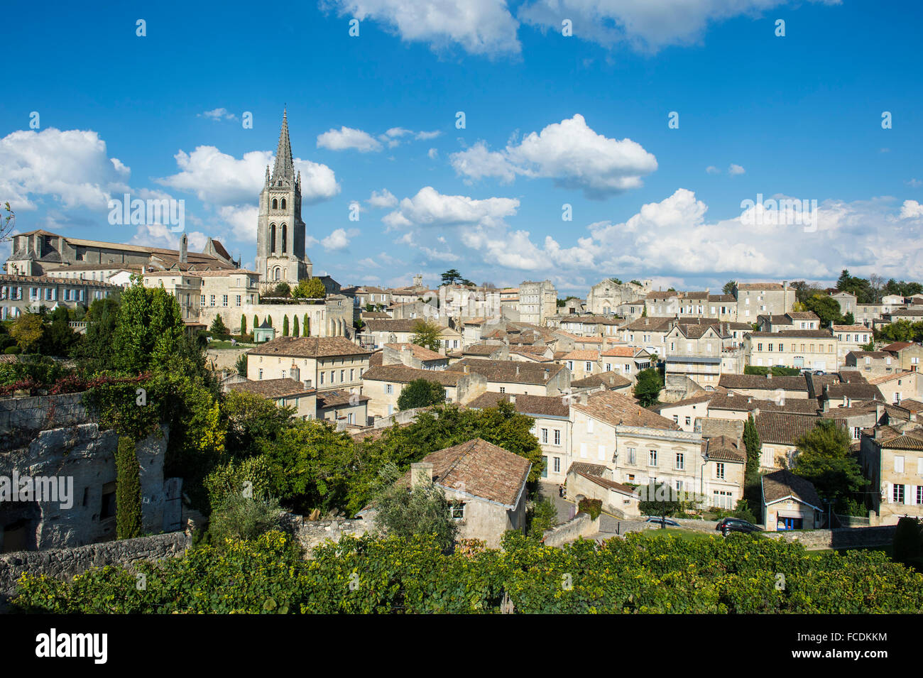 View across the historic centre, Saint Emilion, Département Gironde, France Stock Photo