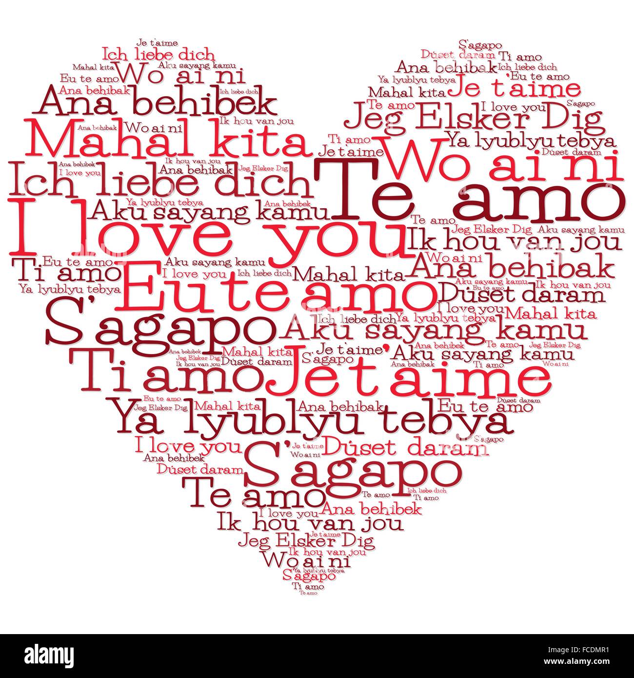 Vetor de Valentines Day card with words I love you in Russian. Ya tebya  lyublyu love card. do Stock