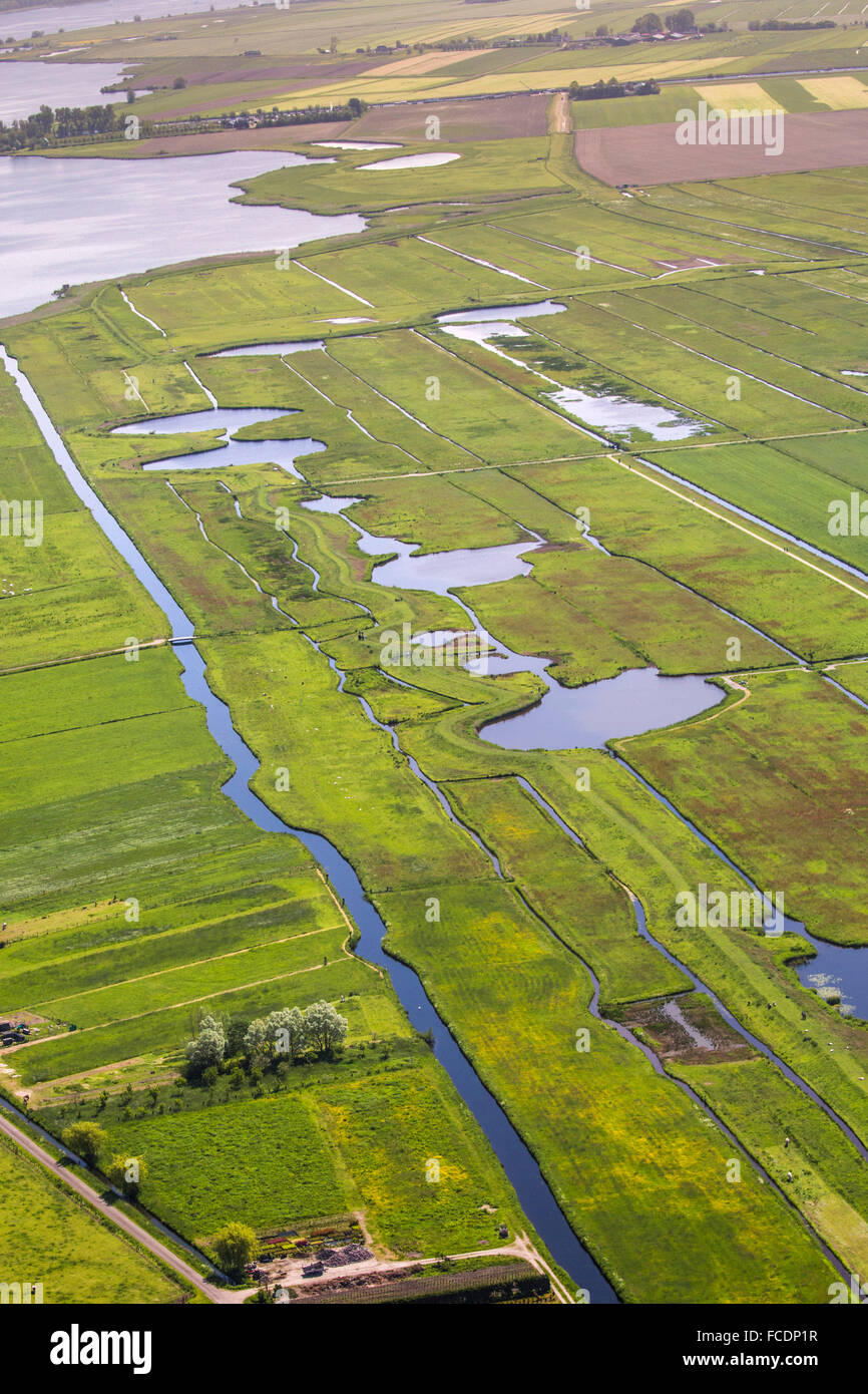 Netherlands, Eemnes, Border with the North Sea before land reclamation. The pools are leftovers from inundations of sea Wielen. Stock Photo