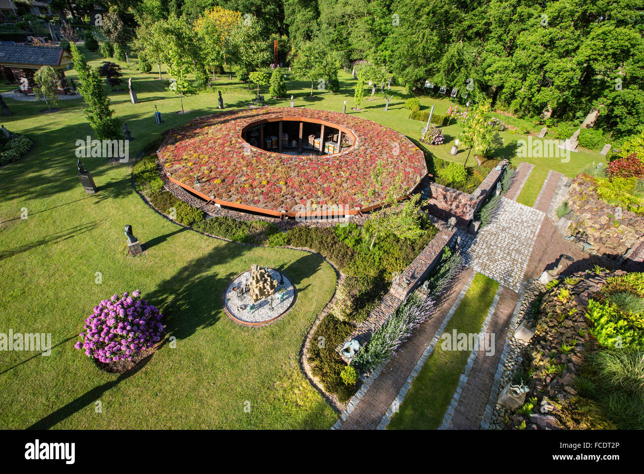 Netherlands, 's-Graveland, Sculpture and tea garden called De Zanderij. Aerial view on apiary Stock Photo