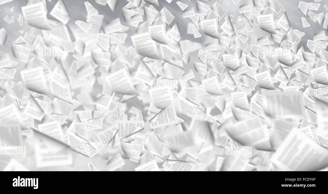 Conceptual background image of documents flying in air Stock Photo - Alamy