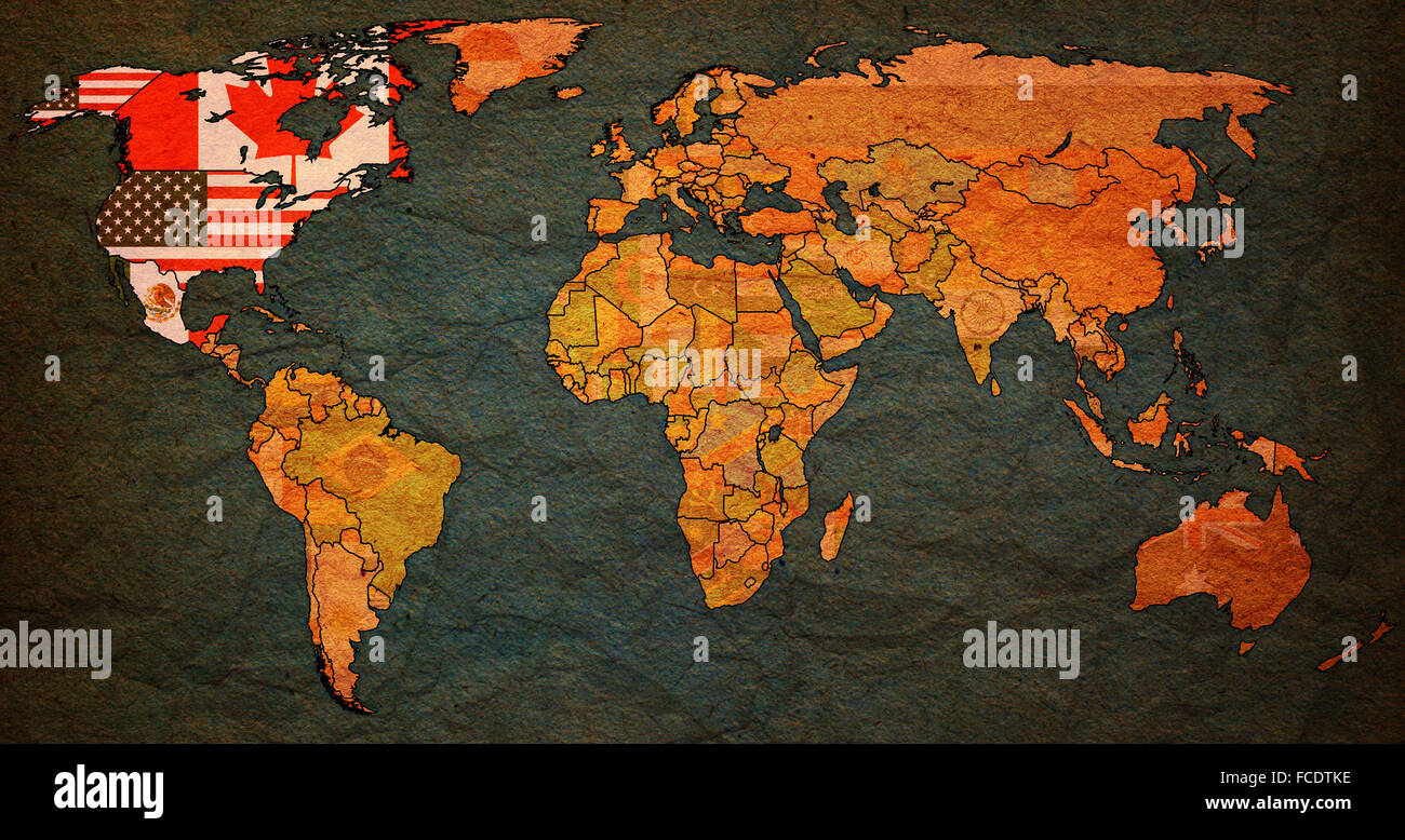 north-american-free-trade-agreement-on-world-map-with-national-borders