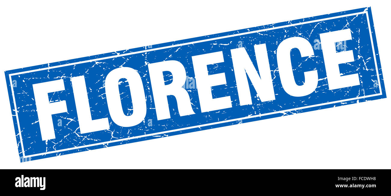 Florence blue square grunge vintage isolated stamp Stock Photo - Alamy