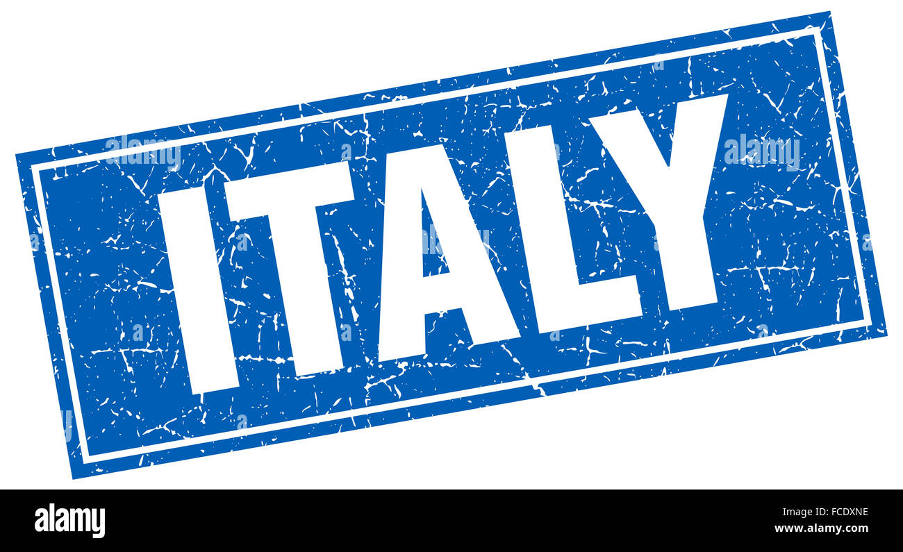 Italy blue square grunge vintage isolated stamp Stock Photo - Alamy