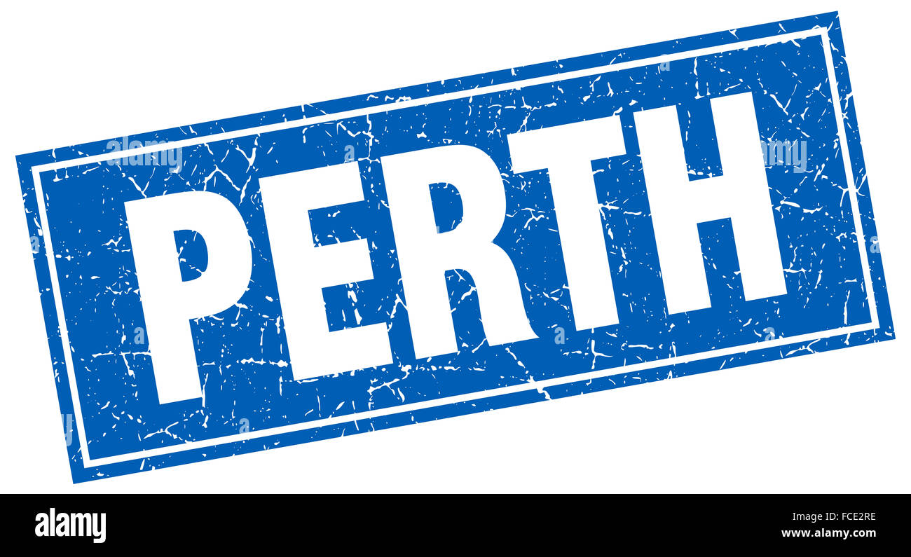 Perth blue square grunge vintage isolated stamp Stock Photo - Alamy