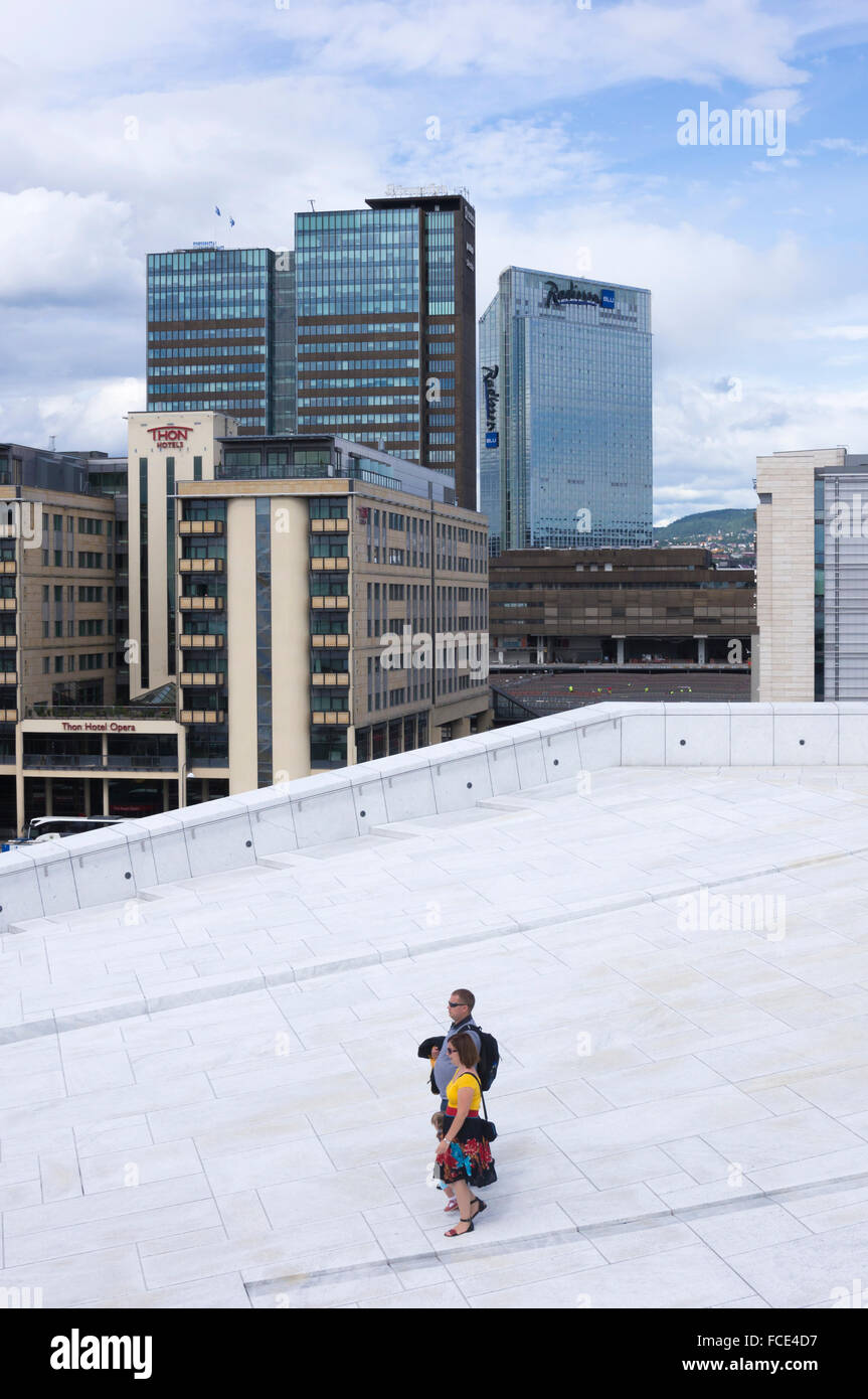 People walking on the roof of the Oslo Opera House,