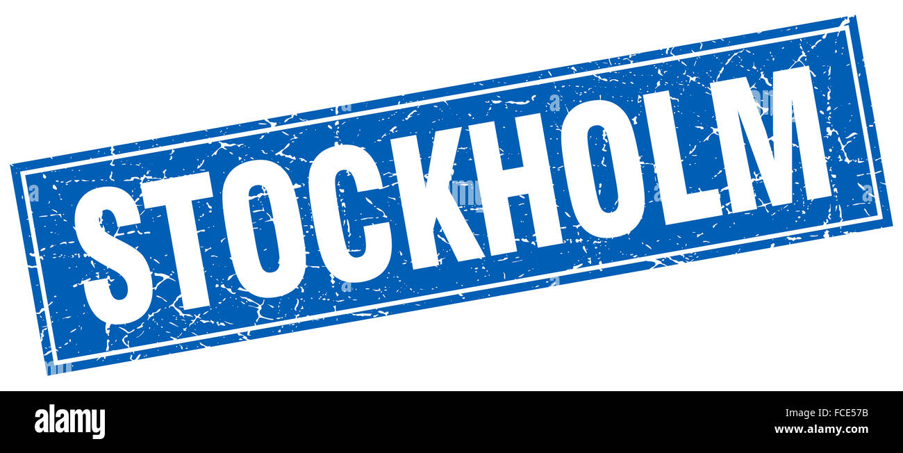 Stockholm blue square grunge vintage isolated stamp Stock Photo - Alamy