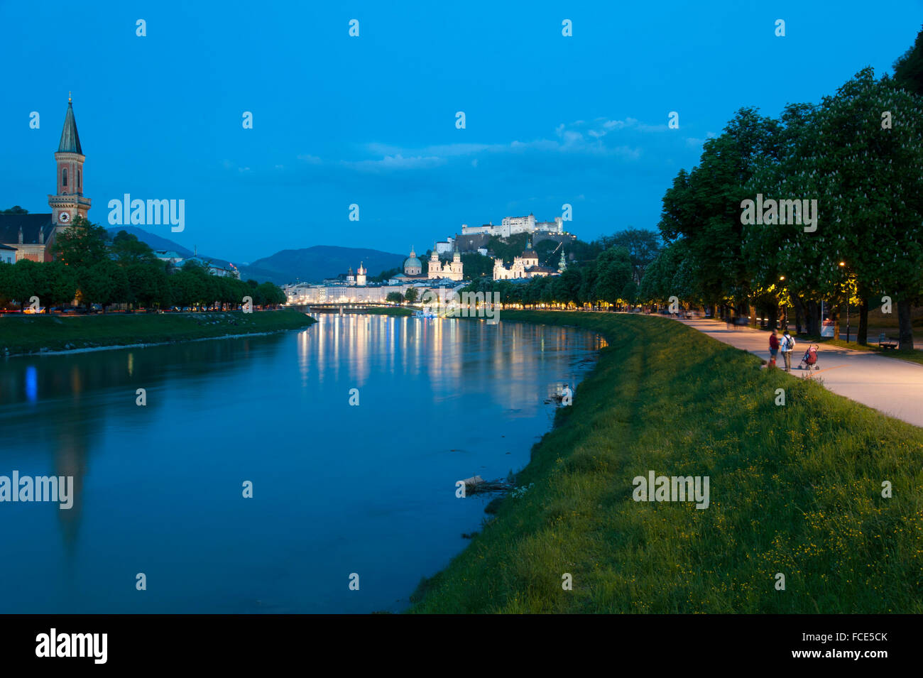the historic center of the city of Salzburg, a UNESCO World Heritage Site, Austria Stock Photo