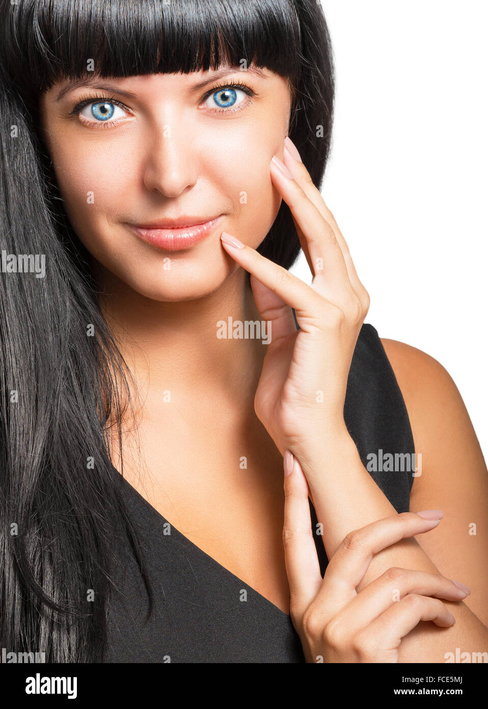 Portrait of a beautiful young woman on a white background Stock Photo