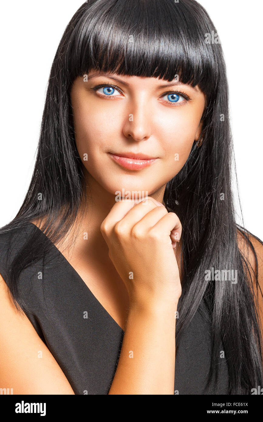Portrait of a beautiful young woman on a white background Stock Photo ...