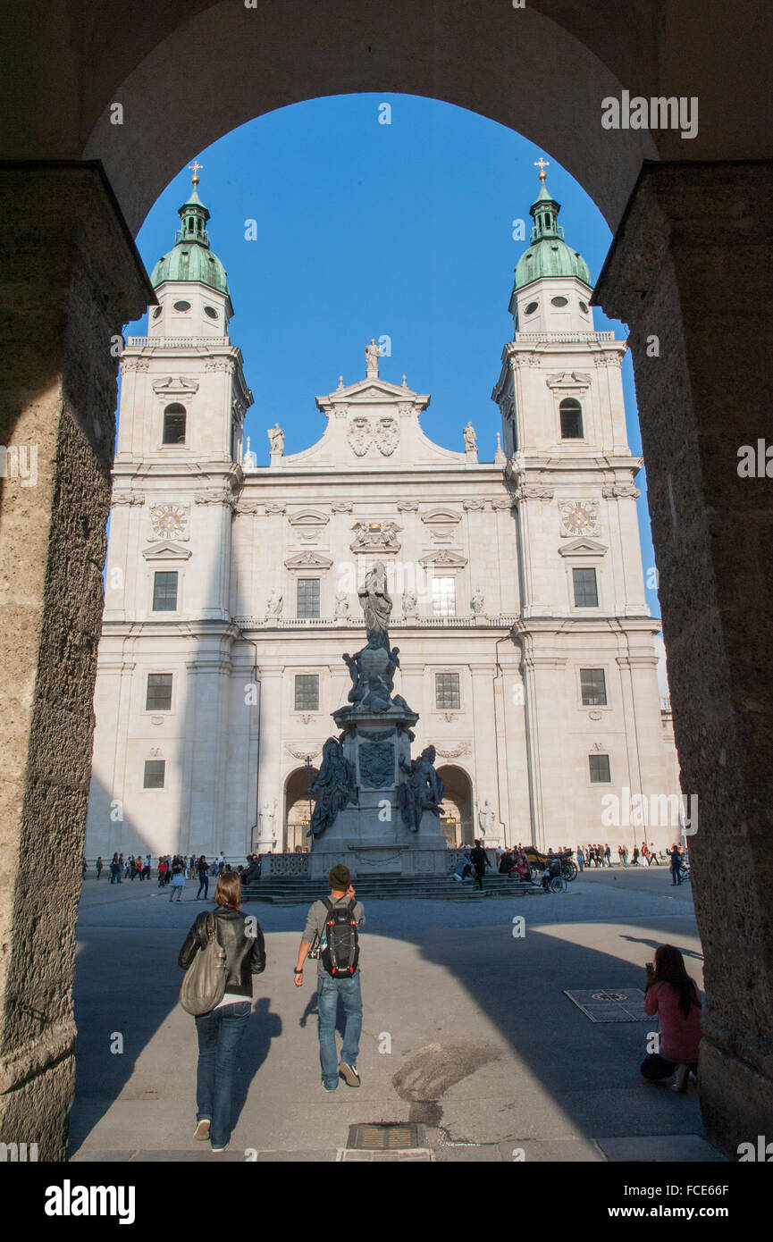 Baroque west facade, Cathedral, the historic center of the city of Salzburg, a UNESCO World Heritage Site, Austria Stock Photo